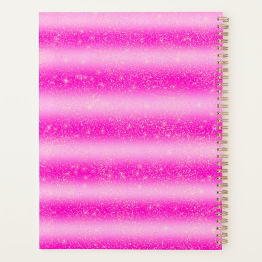 Aangepaste roze strepen glitter planner (Achterkant)