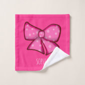Aangepaste Roze Strik Coquette Meisjes Bad Handdoek (Wasdoekje)
