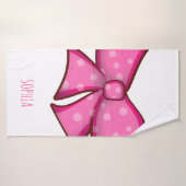Aangepaste Roze Strik Coquette Meisjes Badhanddoek (Badhanddoek)