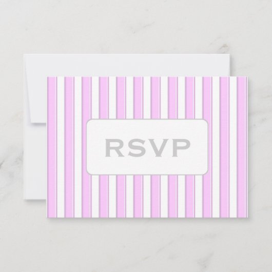 Aangepaste roze stripe RSVP-kaarten Kaart (Voorkant)