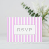 Aangepaste roze stripe RSVP-kaarten Kaart (Staand voorkant)
