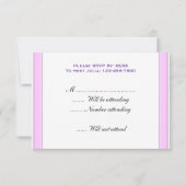 Aangepaste roze stripe RSVP-kaarten Kaart (Achterkant)