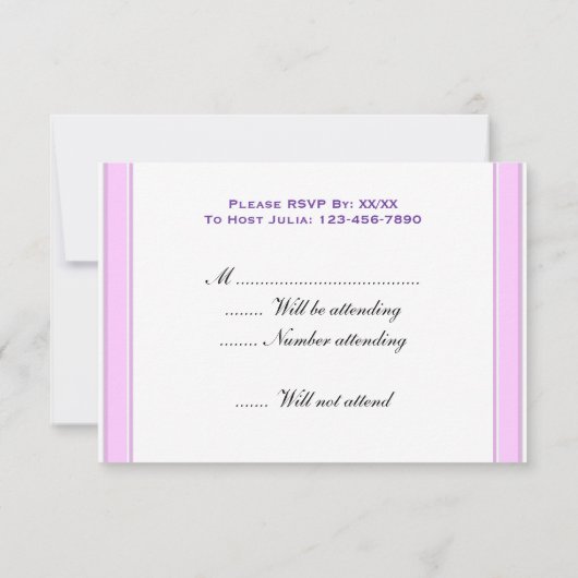 Aangepaste roze stripe RSVP-kaarten Kaart (Achterkant)