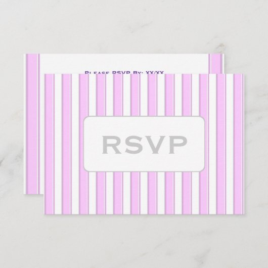 Aangepaste roze stripe RSVP-kaarten Kaart (Voorkant / Achterkant)
