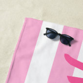 Aangepaste roze Striped Script-naam Strandlaken (In situ)