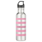 Aangepaste roze stripte waterfles (Voorkant)