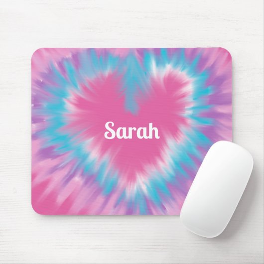 Aangepaste roze stropdas-kleurstofhartMuismat Muismat (Met muis)