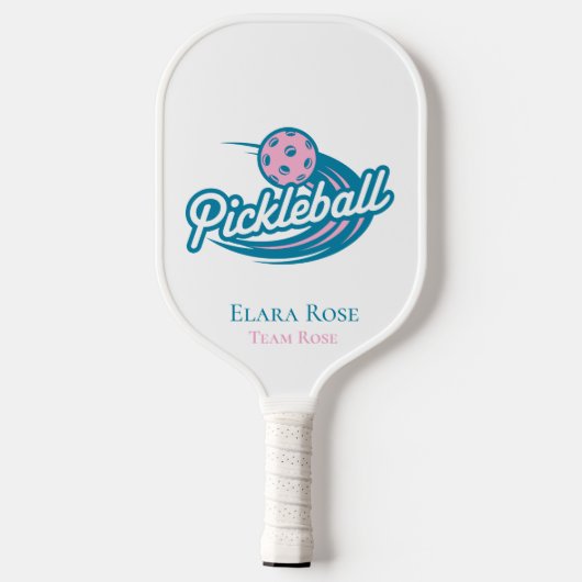 Aangepaste Roze Teal Pickleball Team Paddle (Achterkant)