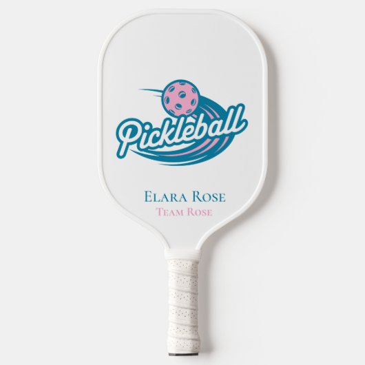 Aangepaste Roze Teal Pickleball Team Paddle (Voorkant)