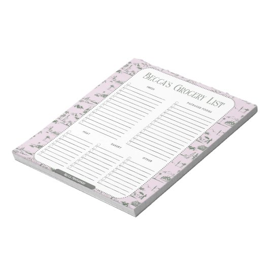 Aangepaste roze toile-lijstblok notitieblok (Linkerzijde)