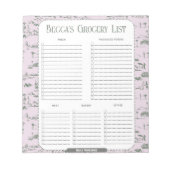 Aangepaste roze toile-lijstblok notitieblok (Voorkant)