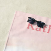 Aangepaste Roze Tropische Strand Naam Strandlaken (In situ)
