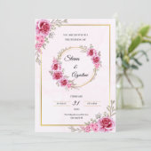 Aangepaste roze trouwuitnodiging | Bewerkbaar Kaart (Staand voorkant)