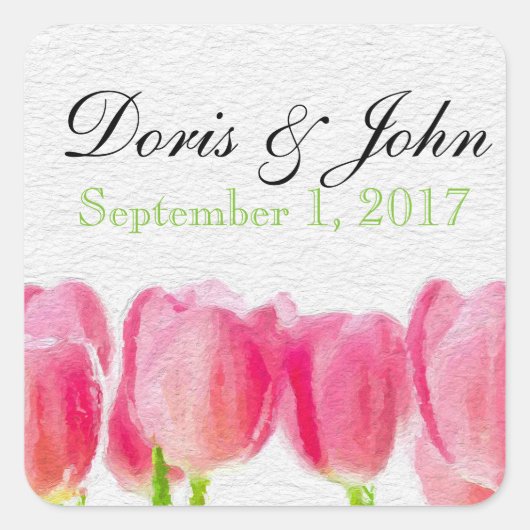 Aangepaste roze Tulp Wedding Envelope Sticker (Voorkant)