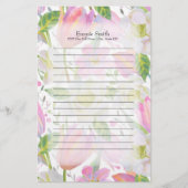 Aangepaste roze tulpen en groene bladeren briefpapier (Voorkant)