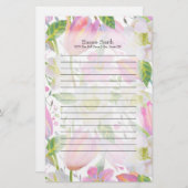 Aangepaste roze tulpen en groene bladeren briefpapier (Voorkant / Achterkant)
