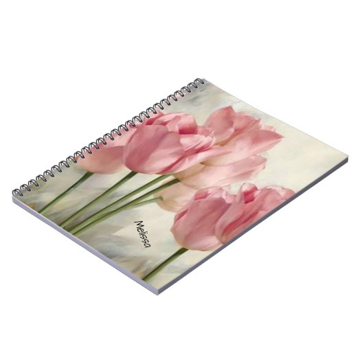 Aangepaste  roze tulpen notitieboek (Linkerzijde)