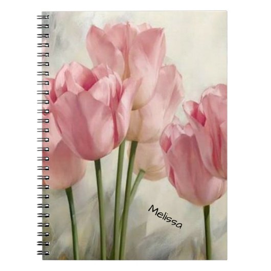 Aangepaste  roze tulpen notitieboek (Voorkant)