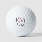 Aangepaste Roze Twee-gelaagde Monogram Voornaam Go Golfballen (Voorkant)