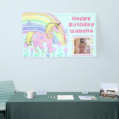 Aangepaste roze unicorn regenboogbanner spandoek (Beurs)