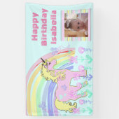 Aangepaste roze unicorn regenboogbanner spandoek (Verticaal)