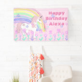 Aangepaste roze unicorn regenboogbanner spandoek (Insitu)