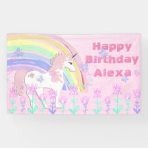 Aangepaste roze unicorn regenboogbanner