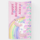Aangepaste roze unicorn regenboogbanner spandoek (Verticaal)