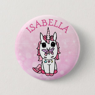 Aangepaste roze Unicorn Ronde Button 5,7 Cm