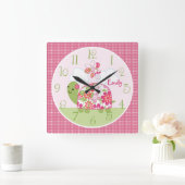 Aangepaste roze ventiel/vlinderklok vierkante klok (Huis)