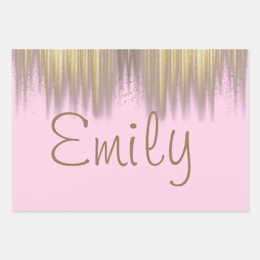 Aangepaste roze verjaardag inpakpapier vel (Voorkant)