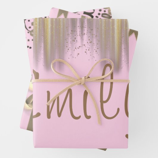 Aangepaste roze verjaardag inpakpapier vel (In situ)