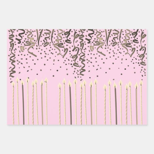 Aangepaste roze verjaardag inpakpapier vel (Voorkant 3)