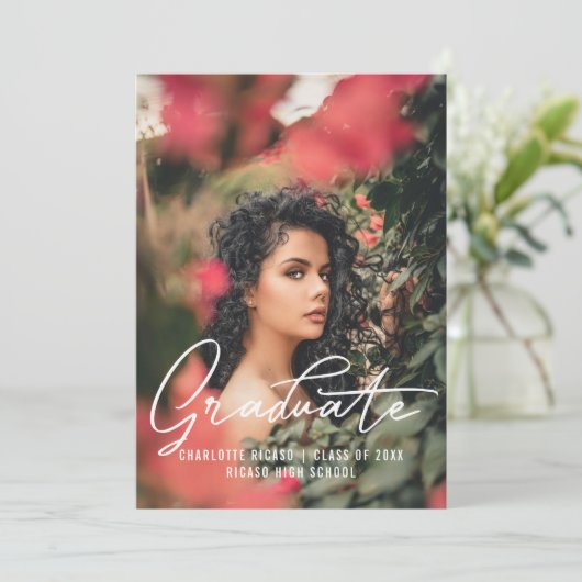 Aangepaste roze verloopfoto sjabloon kaart (Staand voorkant)