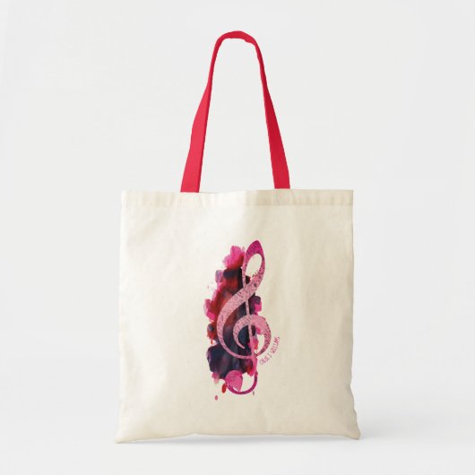 Aangepaste  roze verteerbare Clef Muziek Tote Bag (Voorkant)