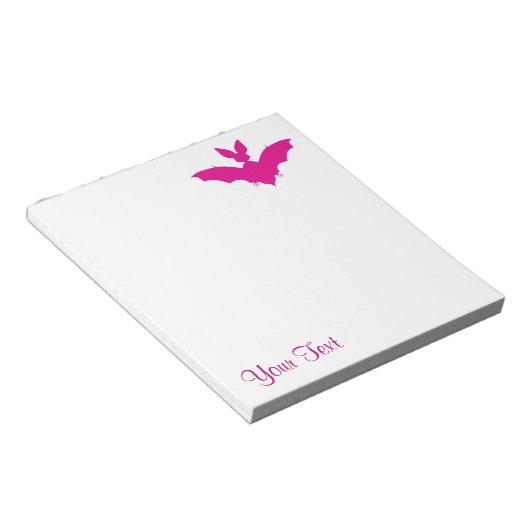 Aangepaste Roze Vleermuis Cute Goth Naam Notitieblok (Schuin)