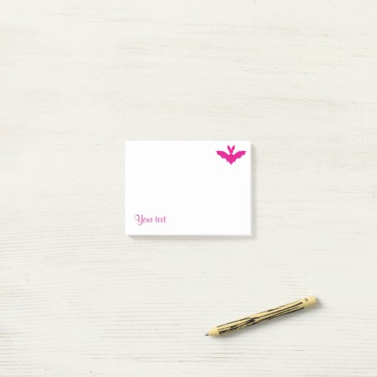 Aangepaste Roze Vleermuis Cute Goth Naam Post-it® Notes (Op bureau)