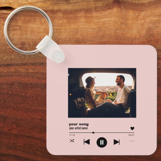 Aangepaste, roze, vlek met Afbeelding op maat Sleutelhanger (Voorkant)