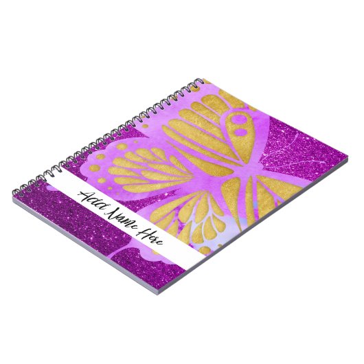 Aangepaste roze vlinder notitieboek (Linkerzijde)