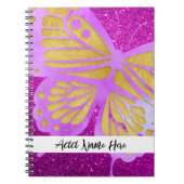 Aangepaste roze vlinder notitieboek (Voorkant)