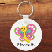 Aangepaste roze vlinder sleutelhanger (Voorkant)