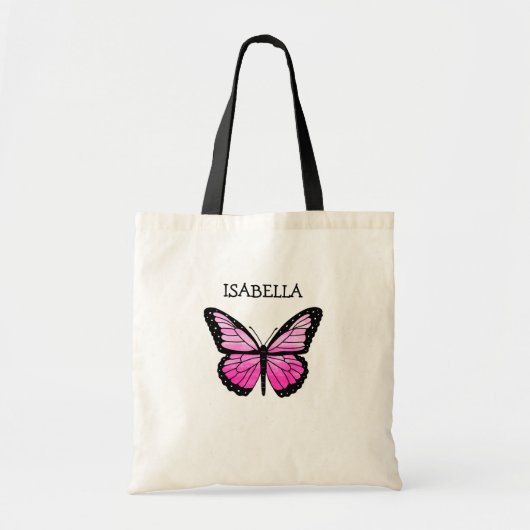 Aangepaste roze vlinder tote bag (Voorkant)