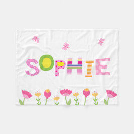 Aangepaste roze vlinders, bloemen je meisjesnaam fleece deken