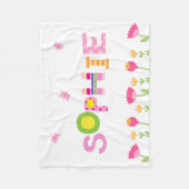 Aangepaste roze vlinders, bloemen je meisjesnaam fleece deken (Voorkant)