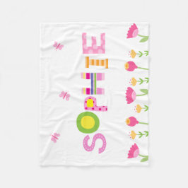 Aangepaste roze vlinders, bloemen je meisjesnaam fleece deken