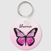 Aangepaste roze vlinderSleutelhanger Sleutelhanger (Voorkant)