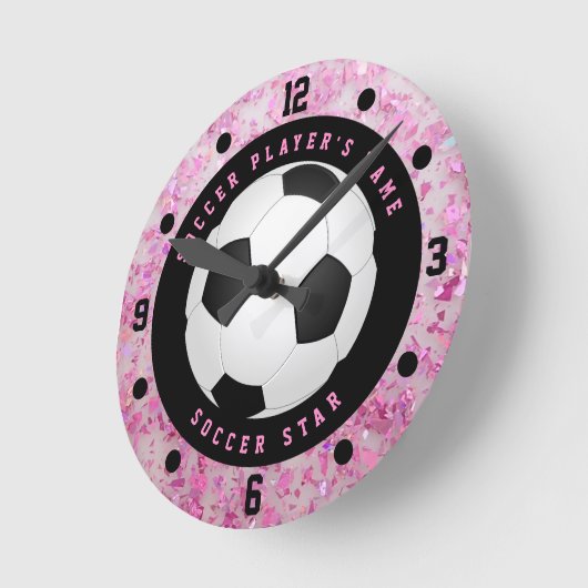 Aangepaste roze Voetbal Football  Ronde Klok (Hoek)