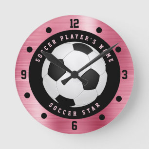 Aangepaste roze Voetbal Football  Ronde Klok