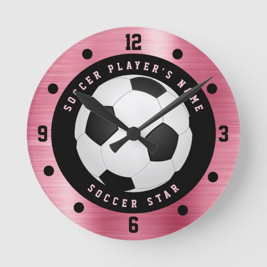 Aangepaste roze Voetbal Football  Ronde Klok (Voorkant)