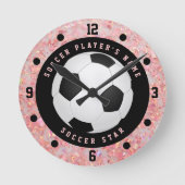 Aangepaste roze Voetbal Football Ronde Klok (Voorkant)